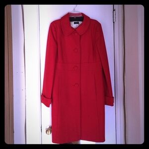 J. Crew Red Wool Button-Front Coat